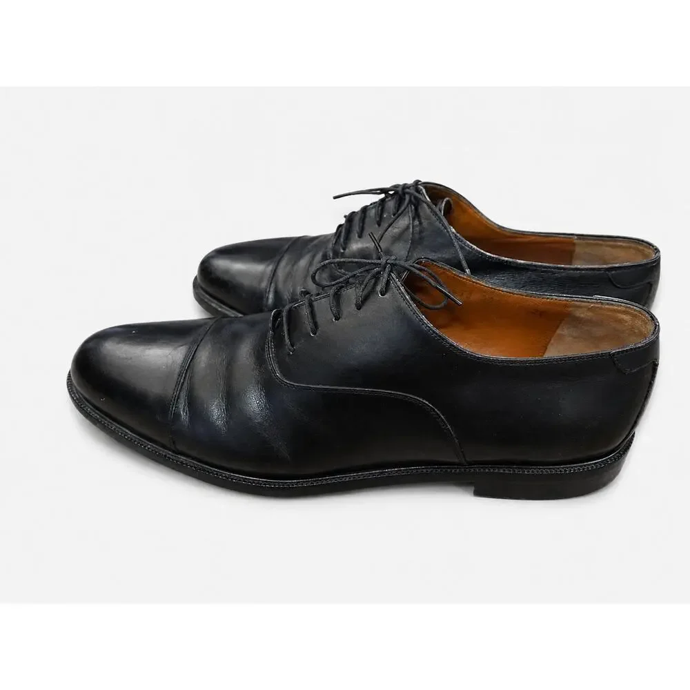 Salvatore Ferragamo Black Leather Cap Toe Derby Shoes SIZE 10 2E Italy